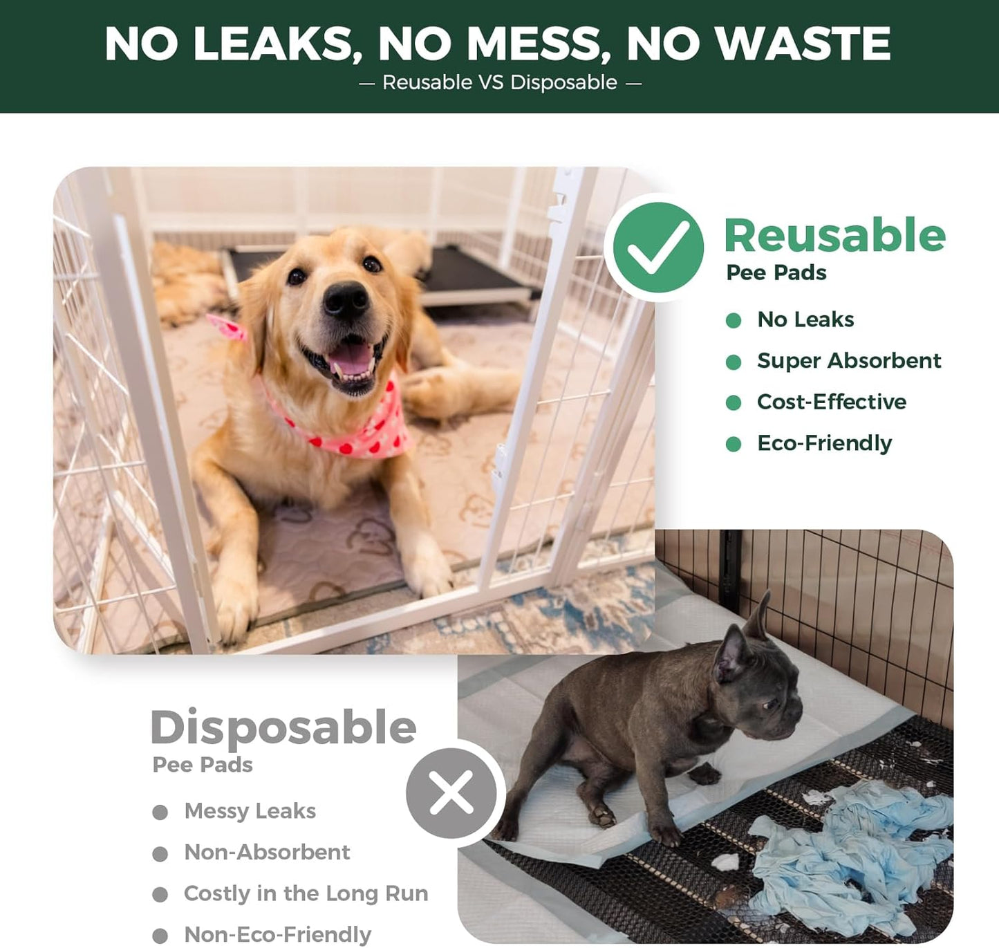 FXW Washable Pee Pads for Dogs, Puppy Pads with Super Absorbent, Specifically Designed for FXW Rollick/Homeplus 24inch 6 Panels Dog Playpen, 31" Hexagon, Khaki, 2 Packs