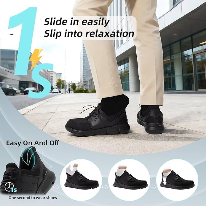 Men's Orthopedic Slip On Loafers, Casual Dress Shoes for Business Work - Arch Support for Plantar Fasciitis, Comfortable Walking Shoes for Flat Feet, Foot & Heel Pain Relief, Ideal for Standing All Day