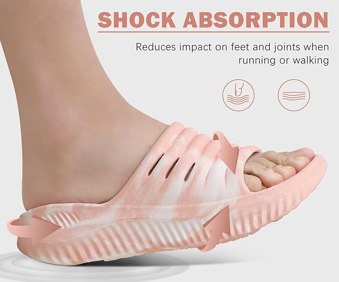KuaiLu Womens Recovery Sandals With Comfortable Plantar Fasciitis Support,Ladies Orthotic Open Toe Sport Slides Thick Cushion Reduces Stress on Feet,Joints & Back Post-Exercise