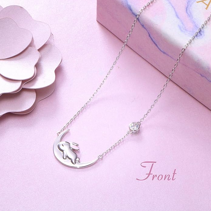 FLYOW 925 Sterling Silver Jewelry Cute Animal Pendant Necklace for Women Birthday Graduation Valentine's Day Gifts