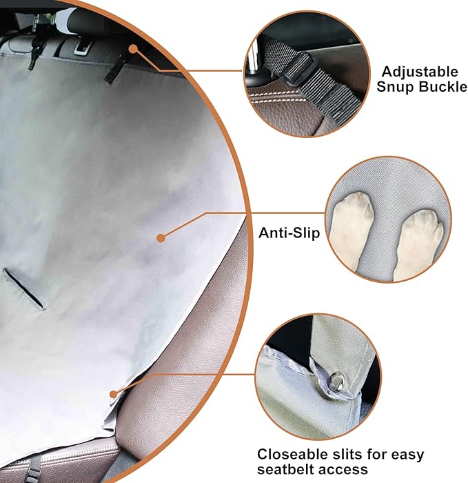 Dog Seat Cover, Waterproof Dog Hammock, Scratchproof Travel Car Bed Back Seat Cover for Pets, with Storage Pocket for Car SUV Truck