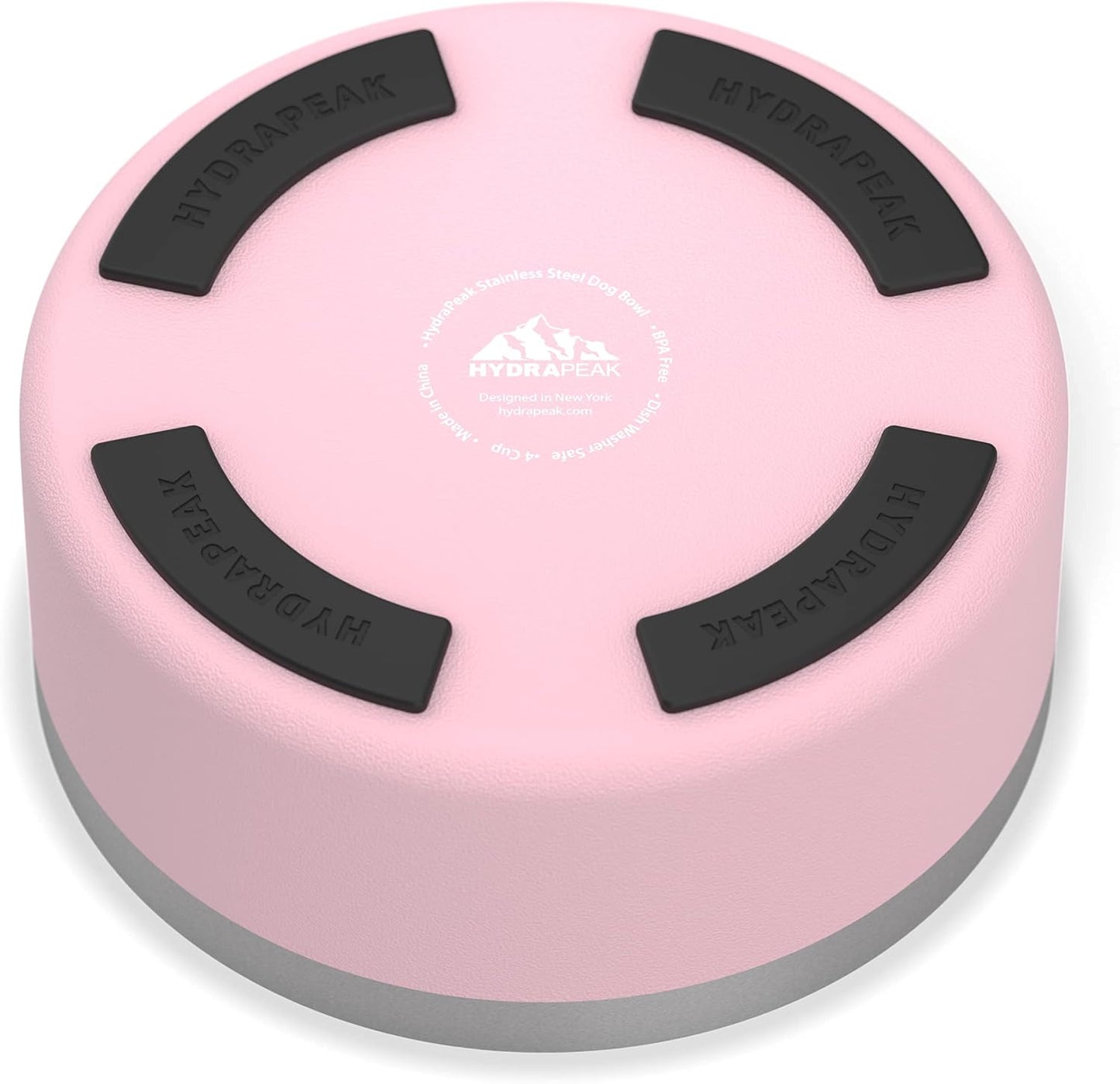 Hydrapeak Dog Bowl; Non Slip Stainless Steel; Water and Food Dish; Large Sized and Small Dogs; 32oz 64oz; Multiple Sizes; 4 Cup | Pink