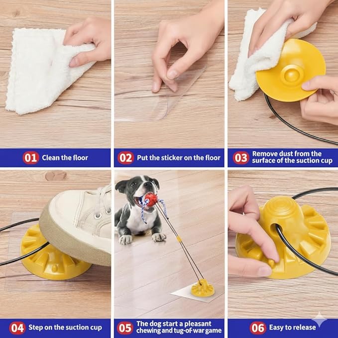Dog Toy with Suction Cup - Interactive Toys for Large Dogs - Durable Dog Toothbrush & Chew Toy - Puppy Teething Toys - Indestructible Dog Toy - Food Dispensing Dog Tug Toy - Yellow
