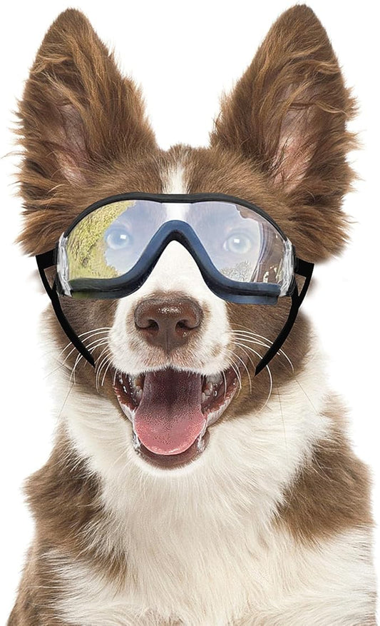 Dog Goggles Anti-UV Windproof Dog Sunglasses Eye Protection for Medium Large Dogs with Adjustable Straps/Clear Lense