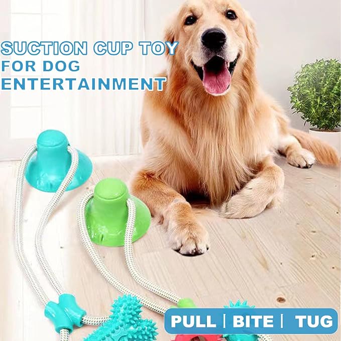 Dog Chew Suction Cup Tug of War Toy, Interactive Dog Toy, Puppy Teething Toys, Chew Toy (Blue Upgrade)