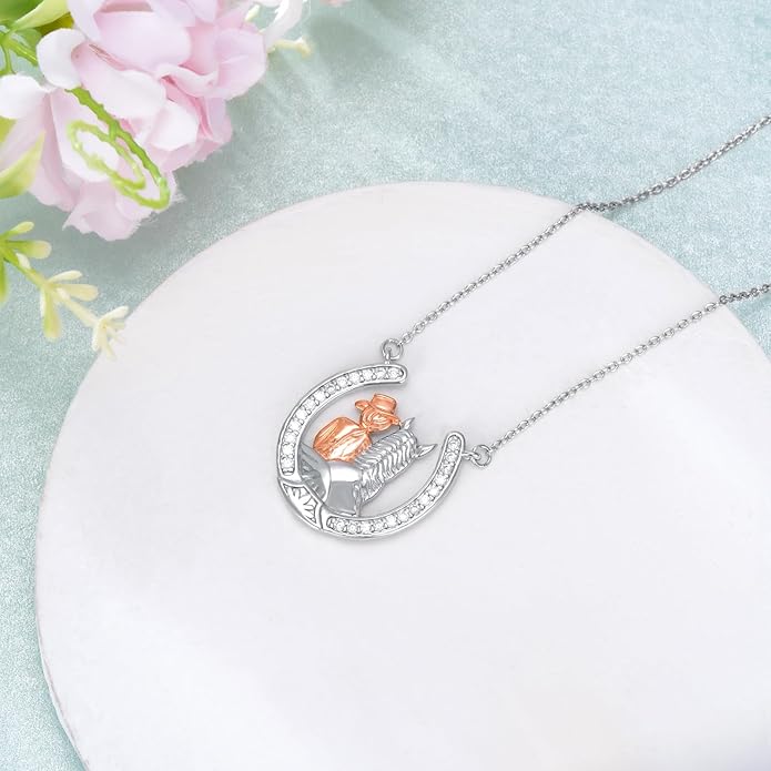 Horse/Bunny/Dog/Cat Necklace 925 Sterling Silver Women with Animal Pendant Necklace Jewelry Gifts for Women Animal Lovers