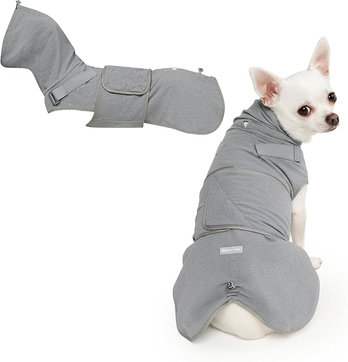 Spark Paws Anxiety Relief Vest for Dogs – Gentle Compression Dog Anxiety Suit, Calming Wrap for Separation Anxiety, Thunder, Fireworks, Suitable for Small Medium and Large Breeds - Grey - Size S
