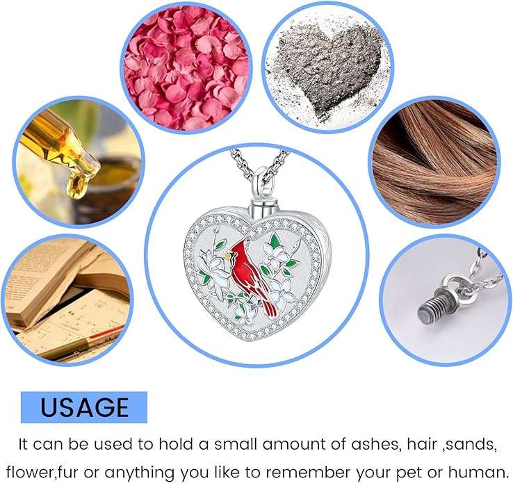 Eusense Cremation Jewelry for Ashes Urn Necklace to Put Ashes In 925 Sterling Silver Memorial Pendant Heart Urn Necklaces for Ashes Necklace for Women Men
