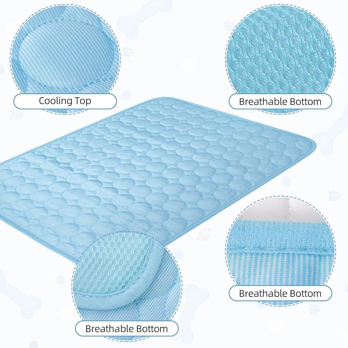 Dog Cooling Mat,2025 Upgrade Pet Cooling Mat for Dogs Cats,Summer Ice Silk Cool Mats & Sleeping Pad for Indoor or Outdoor,Perfect as Blanket for Kennel Sofa Bed Floor Car (Grey, Medium, 23.6"x19.3")