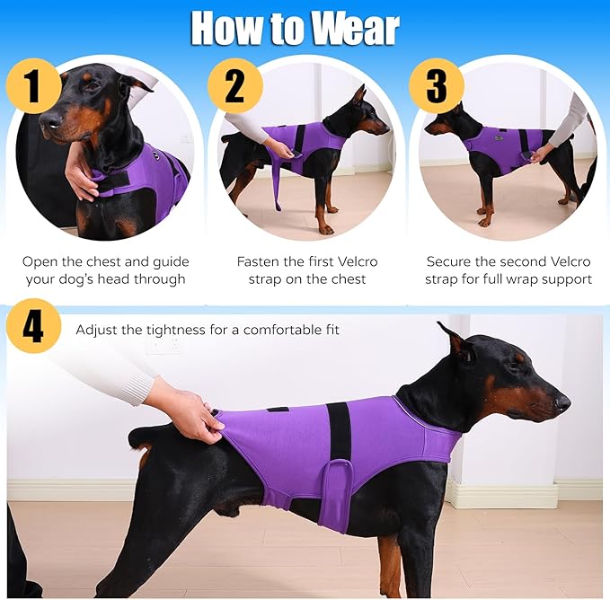Dog Anxiety Vest - Skin-Friendly Calming Shirt for Thunder, Fireworks, Vet Visits & Separation Anxiety – No Medicine or Training Needed – Suitable for Small, Medium, and Large Dogs