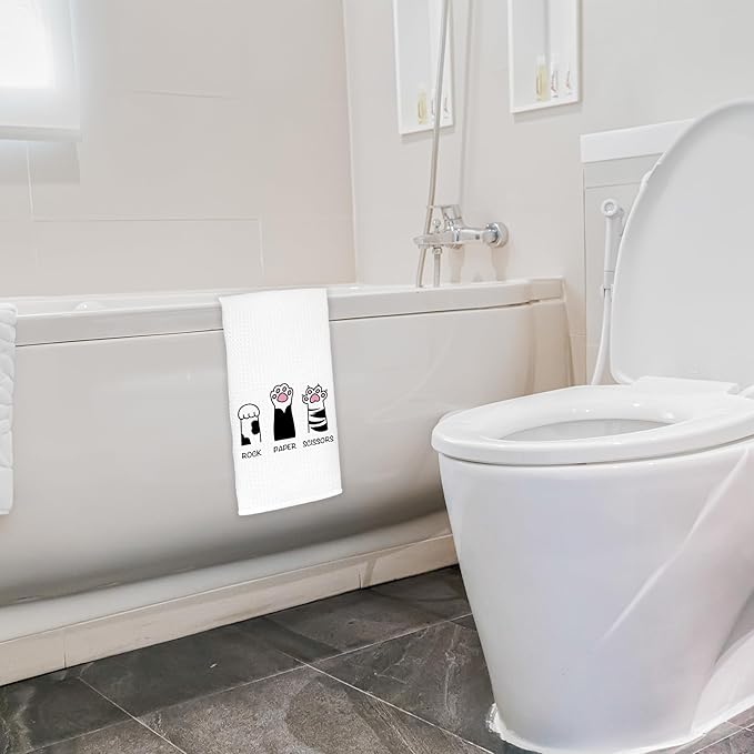 Funny Cat Hand Towels, 16x24 In, Cotton/Linen, Multi-Purpose, Decorative/Playful, Floral Pattern, 350 gsm, 1 Count