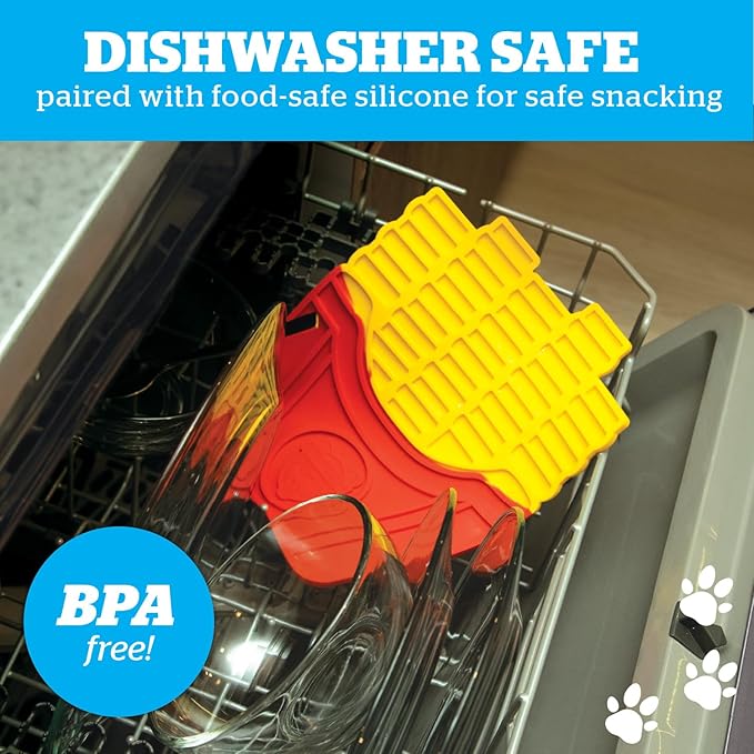 BigMouth French Fries Lick Mat Silicone Dog Lick Pad for Anxiety Relief and Slow Feeding, Dishwasher Safe Enrichment Mat for Dogs Puppies and Cats