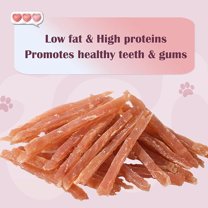 ASMPET Chicken Jerky Strips Dog Treats, Real Chicken Pet Snacks, High Protein, Soft Chewy Training Treats for All Breeds, Healthy Treats in Resealable Bag, 10.6 oz (300g)