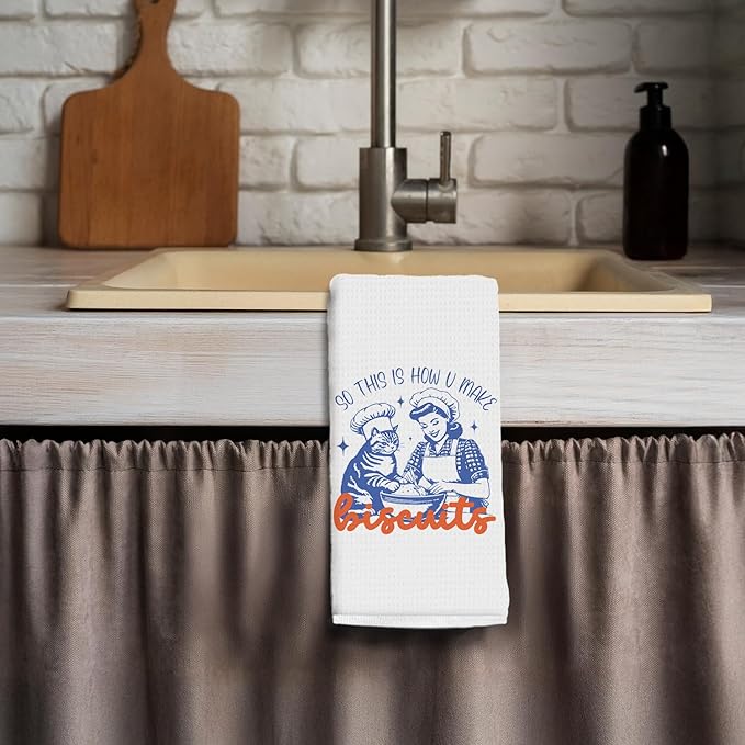 Funny Cat Mom Gift Baking Kitchen Towels,Funny Tea Towels for Baking Sourdough, Gifts for Baking Lovers Women Decorative Dish Hand Towels for Kitchen, 16x24 Inch