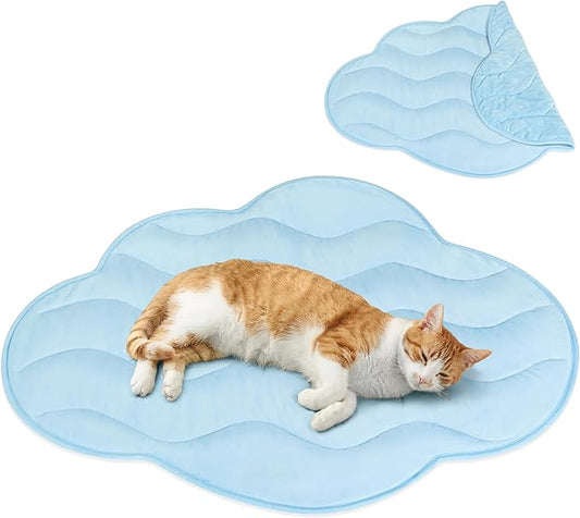PetAmi Dog Cooling Mat, Cloud Shape, Reversible Cooling Nylon Blanket Soft Fleece Pet Pad for Dogs Cats, Summer All Season Use Q-Max>0.3, Small 30x40 in, Light Blue