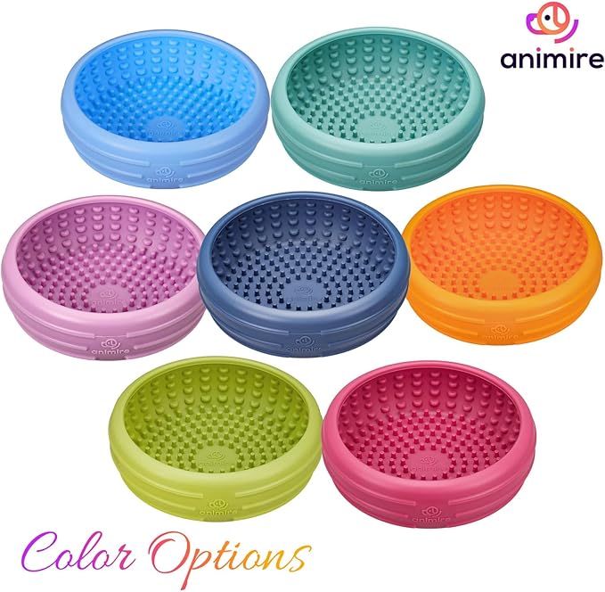 Dog Lick Bowl, Animire Freeze Lick Mat for Dogs, Non-Slip Slow Feeder Licking Bowl Enrichment Treat for Distraction Anxiety Relief, Food Grade Silicone, Dishwasher Safe(Baby Blue,S)
