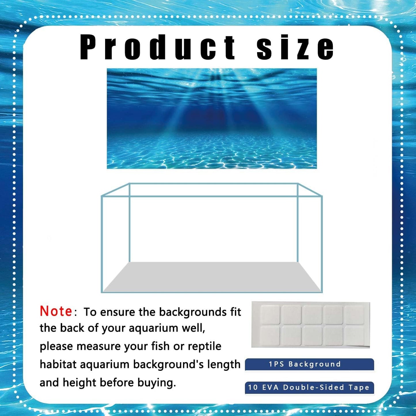 Natural Undersea Aquarium Background, Underwater Ocean Sunlight Fish Tank Background 72X24IN with 8 EVA Double-Sided Tape