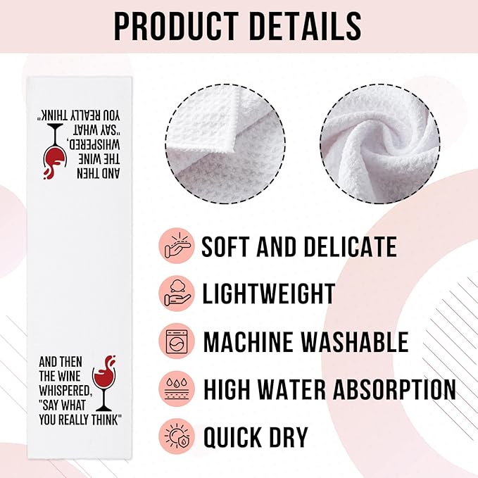 Funny Kitchen Towels for Women, and Then The Wine Whispered Dishcloths, Wine Lovers Gifts, Kitchen Decorative Tea Towels with Saying, Sweet Housewarming Gifts for Hostess Housewife Friend