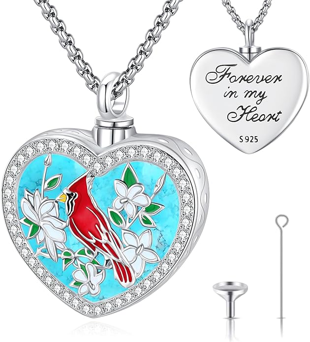 Eusense Cremation Jewelry for Ashes Urn Necklace to Put Ashes In 925 Sterling Silver Memorial Pendant Heart Urn Necklaces for Ashes Necklace for Women Men