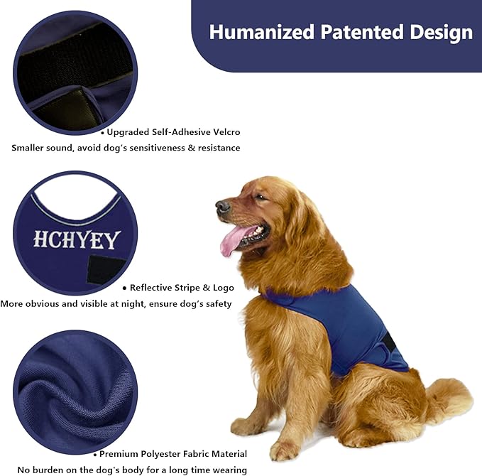 Dog Anxiety Jacket, Skin-Friendly Calming Shirt for Dogs- Dog Coat for Thunder, Firework and Separation - Keep Pet Calm Without Medicine & Training, Anti Anxiety Vest for Dogs (Dark Blue, XXL)