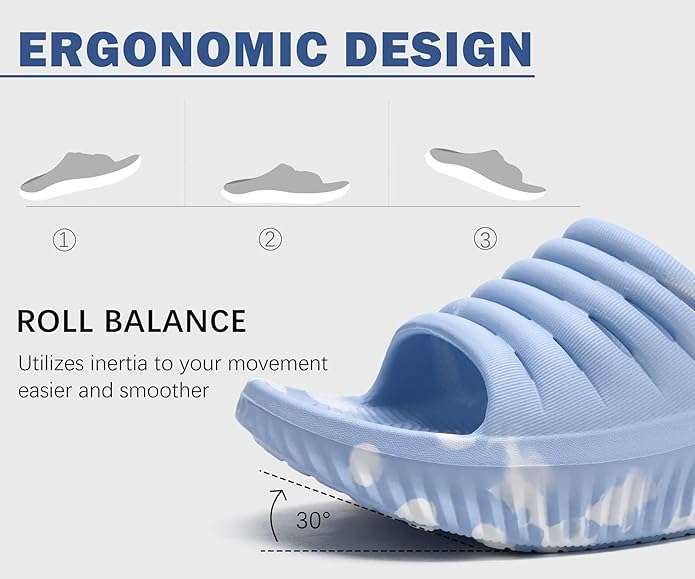 KuaiLu Womens Recovery Sandals With Comfortable Plantar Fasciitis Support,Ladies Orthotic Open Toe Sport Slides Thick Cushion Reduces Stress on Feet,Joints & Back Post-Exercise