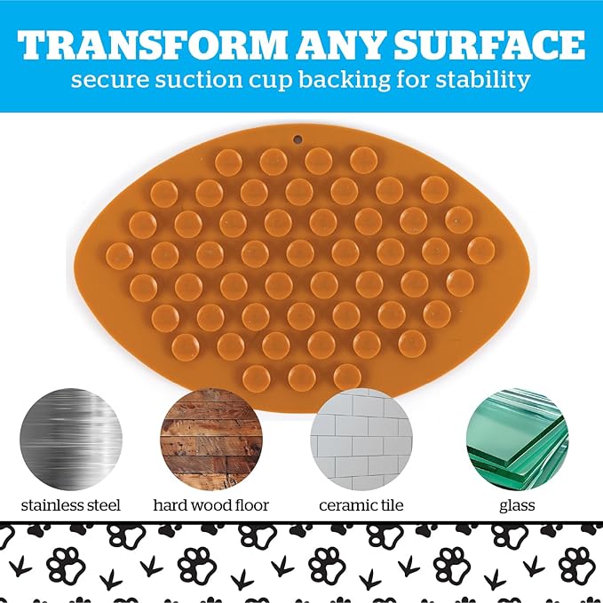 Touchdown Lick Mat for Dogs and Cats, Non Slip Silicone Slow Feeding Pad for Anxiety Relief, Bath Grooming Distraction Tool for Puppies Adult Pets, Dishwasher Safe Enrichment Toy