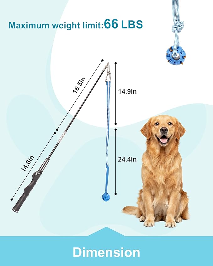 Flirt Pole for Dogs, Durable Dog Flirt Pole for Large Medium & Small Dogs, Interactive Dog Pole Toy with Rubber Ball for Outdoor/Indoor, Training, Chase, Tug of War 24 inch