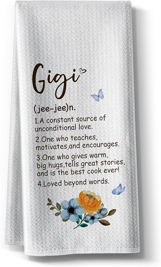 Funny Joked Dish Cloths Hand Towels, World's Best Gigi Gifts, Microfiber Kitchen Towel, 16x24 Inches, Absorbent Dishcloth,Floral Bar Rags,Present for Mom,Grandma On Birthday Christmas Mothers Day