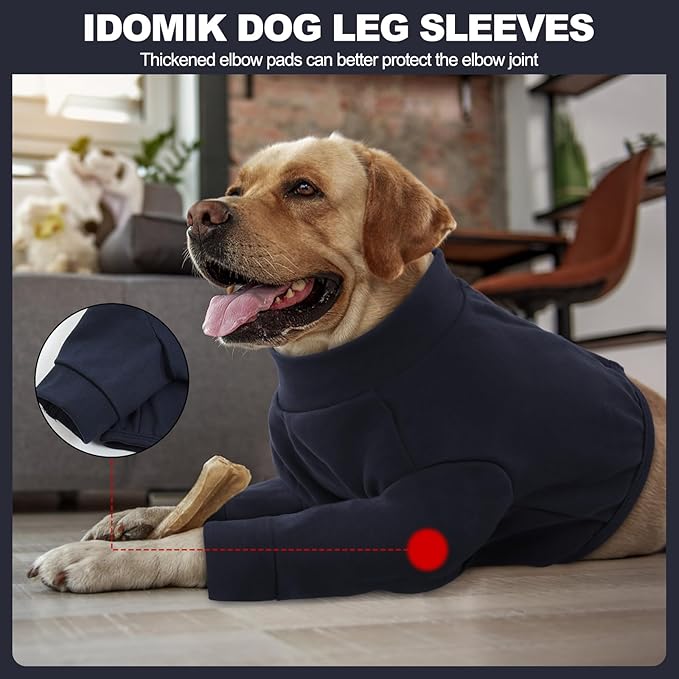 IDOMIK Dog Recovery Suit, Dog Surgery Recovery Suit Front Legs, Comfy Joint Leg Sleeves After Surgery, Elbow Braces Protector for Leg Injuries & Joint Pain, Cone Collar Alternatives,Navy,3XL