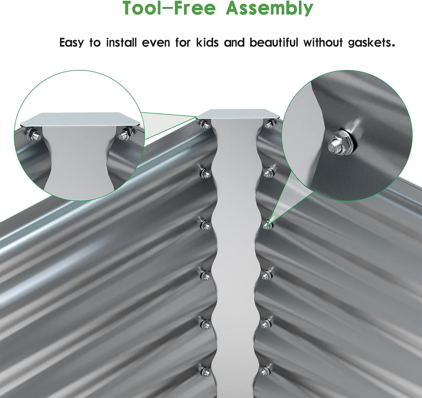 EKX 8x2x2FT Galvanized Raised Garden Bed, Raised Garden Bed Kit-Metal Planter Box Outdoor,Planting for Vegetables, Fruits,Herbs, Flowers-Slive