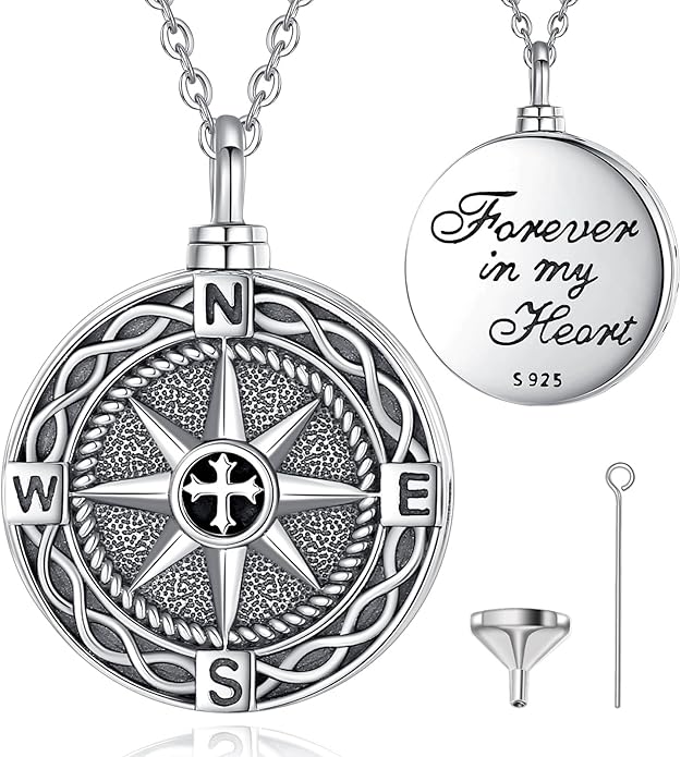 EUDORA Sterling Silver Urn Necklace for Ashes for Women Men, Ash Pendant for Human Cat Dog Ashes, Necklace for Ashes of Loved One Dad Mom Papa Pet Cremation Souvenir Jewelry for Funeral, 20inch