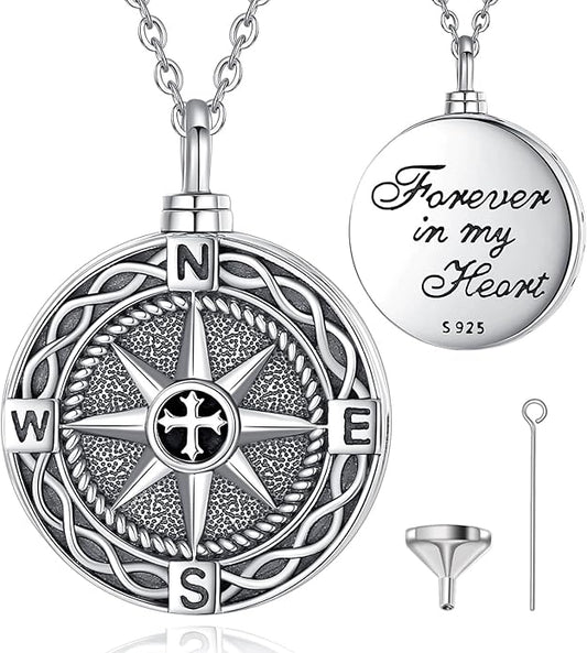 EUDORA Sterling Silver Urn Necklace for Ashes for Women Men, Ash Pendant for Human Cat Dog Ashes, Necklace for Ashes of Loved One Dad Mom Papa Pet Cremation Souvenir Jewelry for Funeral, 20inch