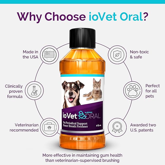 Recommended by Veterinarians Because it Simply Works Better. ioVet Oral Pet Water additive effortlessly Helps Your pet to The Clean, Healthy Mouth & Dazzling Fresh Breath You've Always Hoped for.