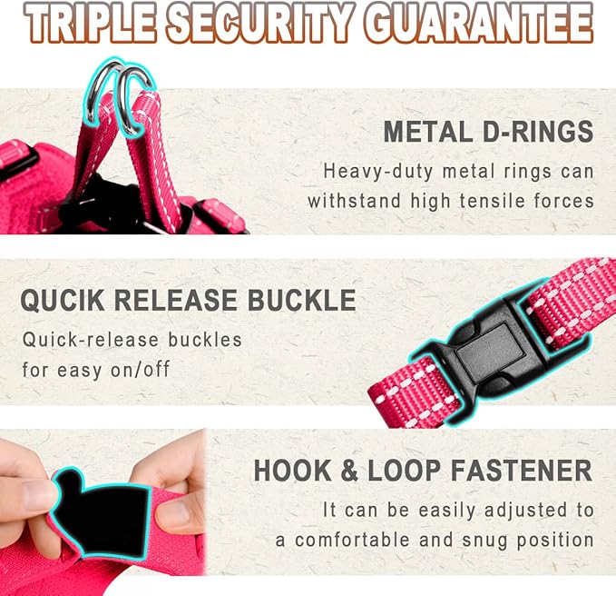 Dog Harness Step in Dog Vest Harness, Reflective Adjustable Puppy No Pull Harness Breathable Soft for Small and Medium Dogs Cats, Pink, XS
