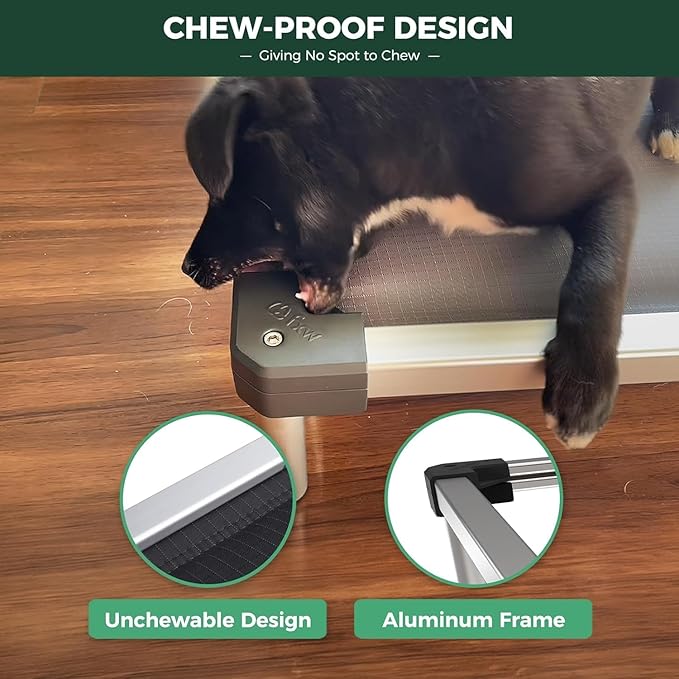 FXW TitanNest Chew-Proof Elevated Dog Bed, Raised Cot for Indoor/Outdoor/Camping Use, Durable & Washable Padded Pet Bed for Small Dogs, 35.0" L x 22.0" W x 4.5" H, Gray
