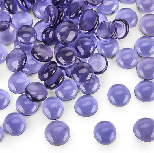 FUTUREPLUSX 1LB Purple Flat Glass Marbles, Purple Vase Filler, Glass Pebbles, Aquarium Rocks Fish Tank Beads for DIY Crafts Table Scatter Decor
