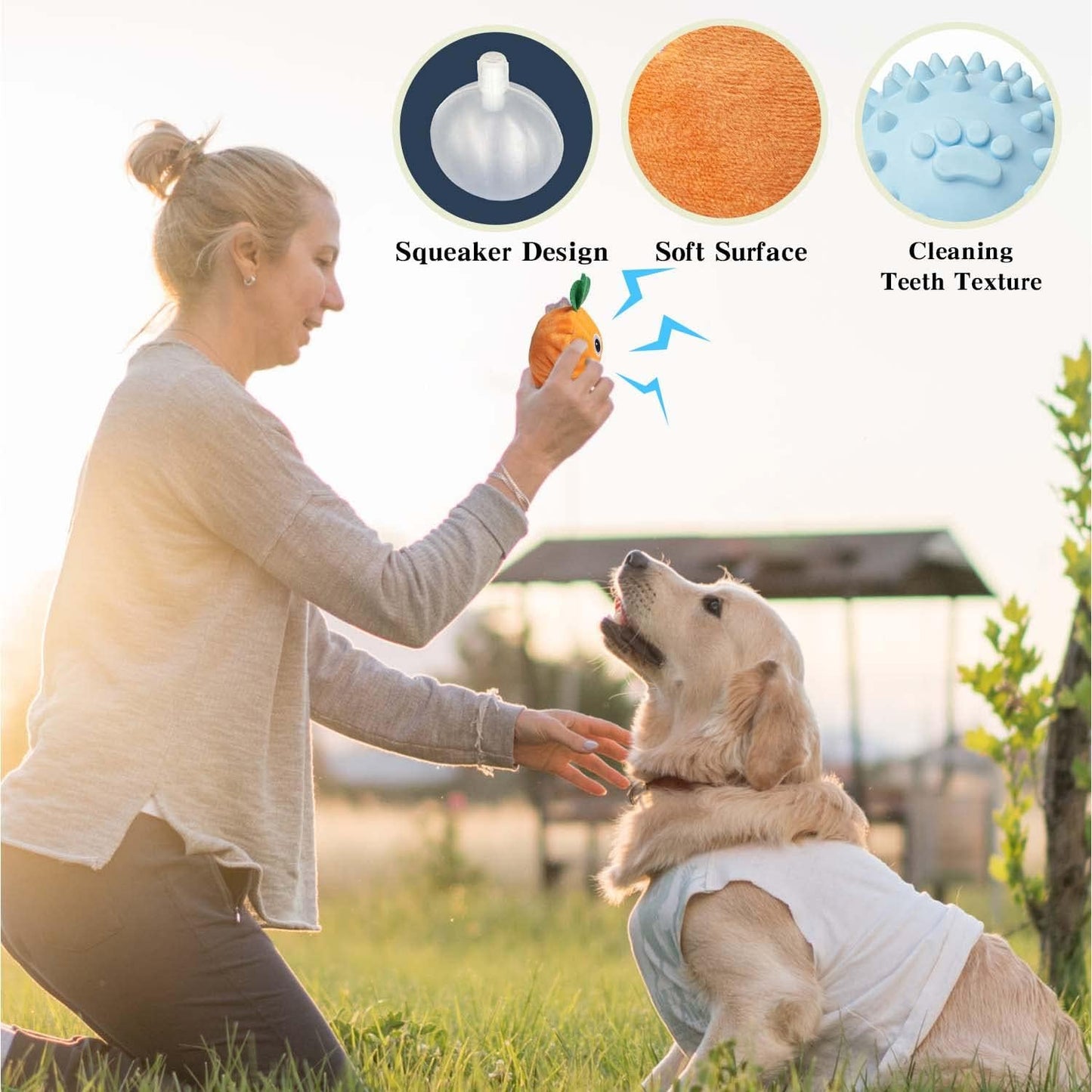 MewaJump Squeaky Easter Dog Toys with Ball, 3-in-1 Plush Cute Dog Toy, Dog Chew Toy with 3 Layers, Dogs Puzzle Pet Toy for Teeth Cleaning, Puppy Enrichment Toys for Small and Medium Breed