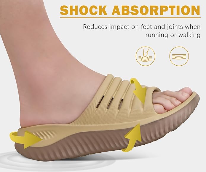 KuaiLu Womens Recovery Sandals With Comfortable Plantar Fasciitis Support,Ladies Orthotic Open Toe Sport Slides Thick Cushion Reduces Stress on Feet,Joints & Back Post-Exercise