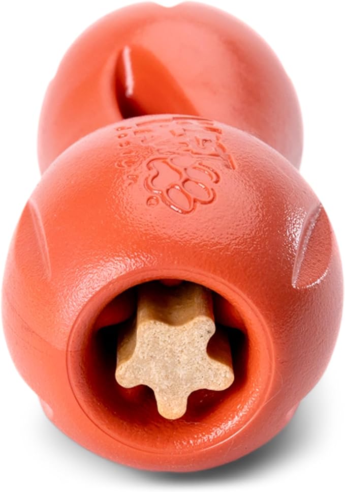 West Paw Qwizl Treat Dispensing Dog Toy for Tough Chewers- Durable Long Lasting Chew and Fetch Toy Keeps Dogs Engaged- Dishwasher Safe Safe Materials Made in USA - Cardinal Red, Large