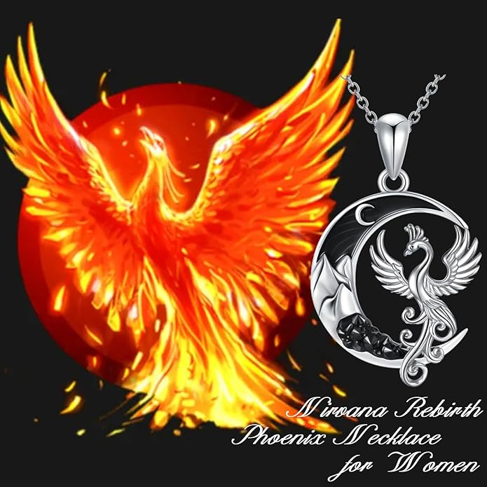 Gothic Jewelry Bat/Cat/Wolf/Dragon/Owl/Fox/Spider/Sun Pendant Sterling Silver Crescent Moon Necklace for Women Girls Black Jewelry Gifts