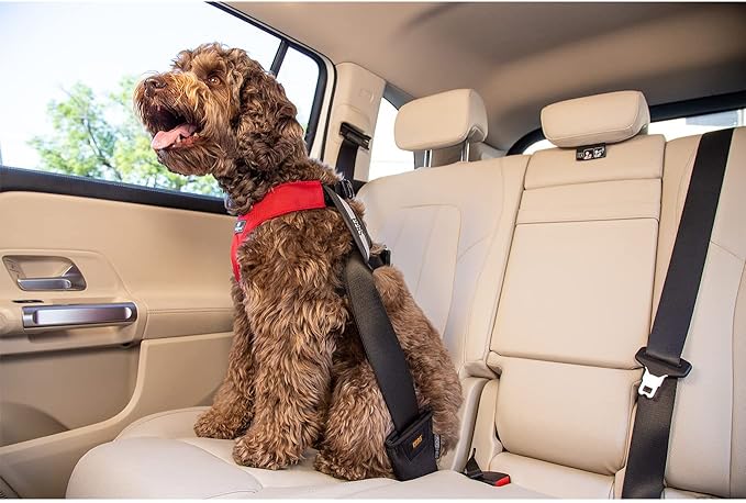 Clickit Sport Plus - Crash-Tested and Safety Certified Car Seat Belt Harness for Dogs (Large, Jet Black)