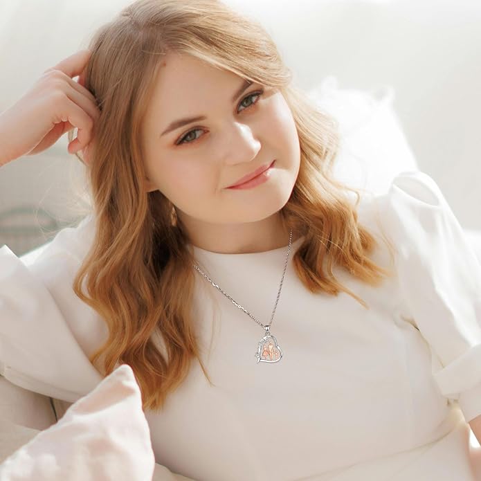 EUDORA Sterling Silver Mother Daughter Necklace for Women, Mama Son Daughter Necklace Pendant for Mom and Daughter,Mom Jewelry from Daughter Mother's Day Gift for Mother Daughter Aunt Grandma