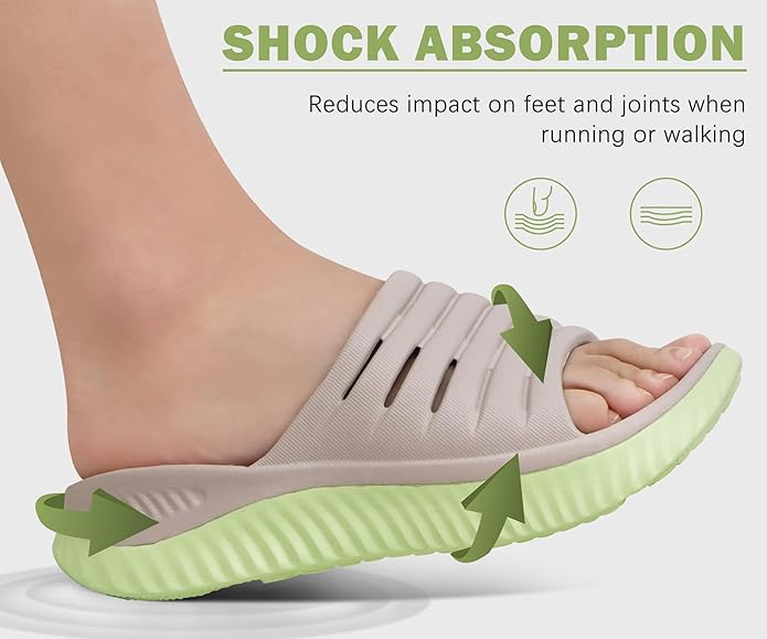 KuaiLu Womens Recovery Sandals With Comfortable Plantar Fasciitis Support,Ladies Orthotic Open Toe Sport Slides Thick Cushion Reduces Stress on Feet,Joints & Back Post-Exercise