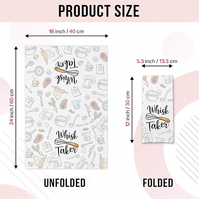 Funny Kitchen Towels Whisk Taker Cleaning Cloth Trendy Dish Towels for Farmhouse Kitchen Decor Sweet Housewarming Gifts Kitchen Gifts for Hostess Chef Novelty Birthday Gifts for Women Men