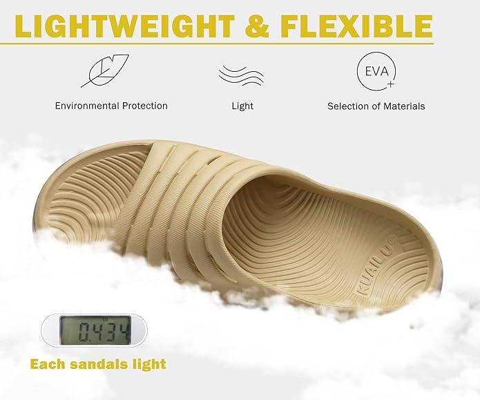 KuaiLu Womens Recovery Sandals With Comfortable Plantar Fasciitis Support,Ladies Orthotic Open Toe Sport Slides Thick Cushion Reduces Stress on Feet,Joints & Back Post-Exercise