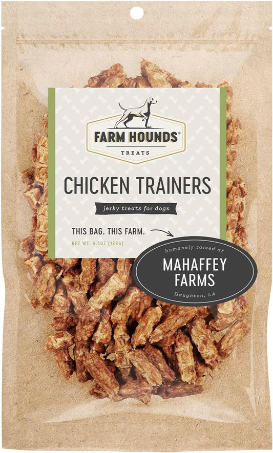 Farm Hounds - Chicken Trainers - Premium Natural Jerky for Dogs - 100% Humanely Raised Chicken - Easy-Break - Great for Training & Treats - No Added Fillers - Made in USA - 4.5oz - 1 Pack
