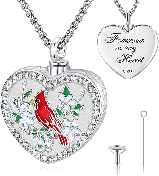 Eusense Cremation Jewelry for Ashes Urn Necklace to Put Ashes In 925 Sterling Silver Memorial Pendant Heart Urn Necklaces for Ashes Necklace for Women Men