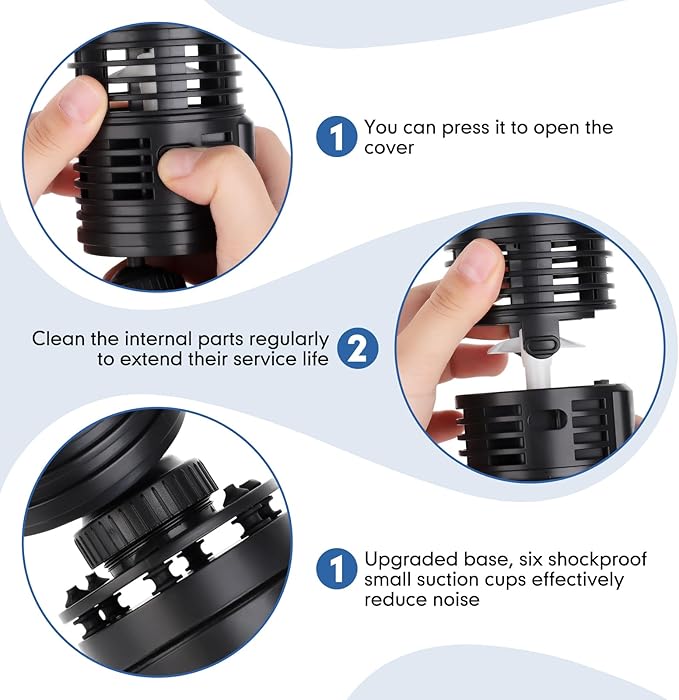 hygger 1320GPH Aquarium Wave Maker Pump with Strong Magnetic Suction Base, Ultra-quiet 360 Degree Rotating Submersible Power Head, for 20-60 Gal Freshwater Saltwater Tank