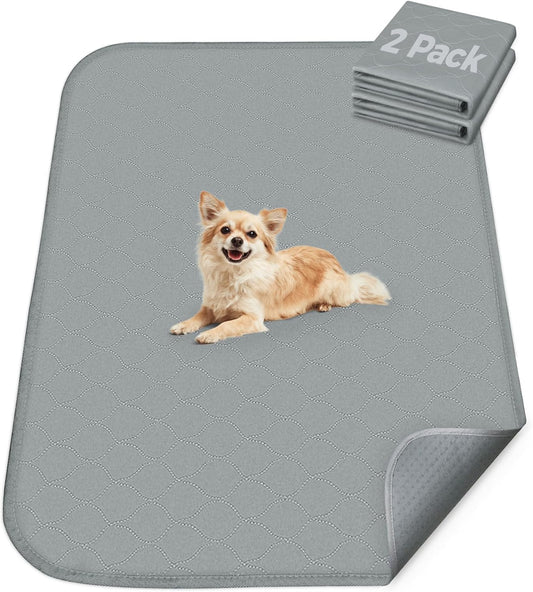 FXW Washable Pee Pads for Dogs, Puppy Pads with Super Absorbent, Specifically Designed for 24inch Cages, 23" × 17" Rectangle, Gray, 2 Packs