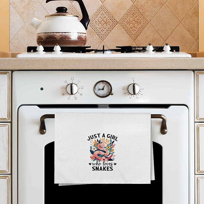 Just a Girl Who Loves Snakes Kitchen Towels Decorative Gifts for Snake Lovers Women 16x24, Snake Dish Towel Cloths Dishcloths Tea Towel, Snake Bathroom Kitchen Hand Towel Decor